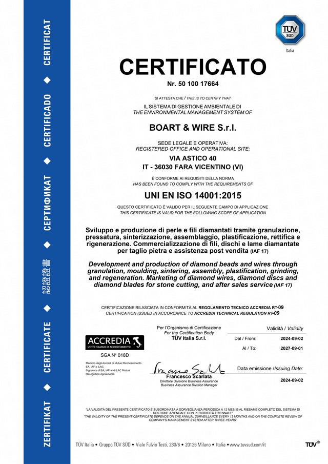 CERTIFICAZIONE ISO 14001:2015